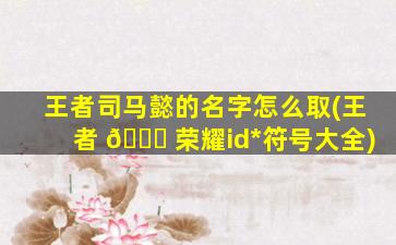 王者司马懿的名字怎么取(王者 🍀 荣耀id*
符号大全)